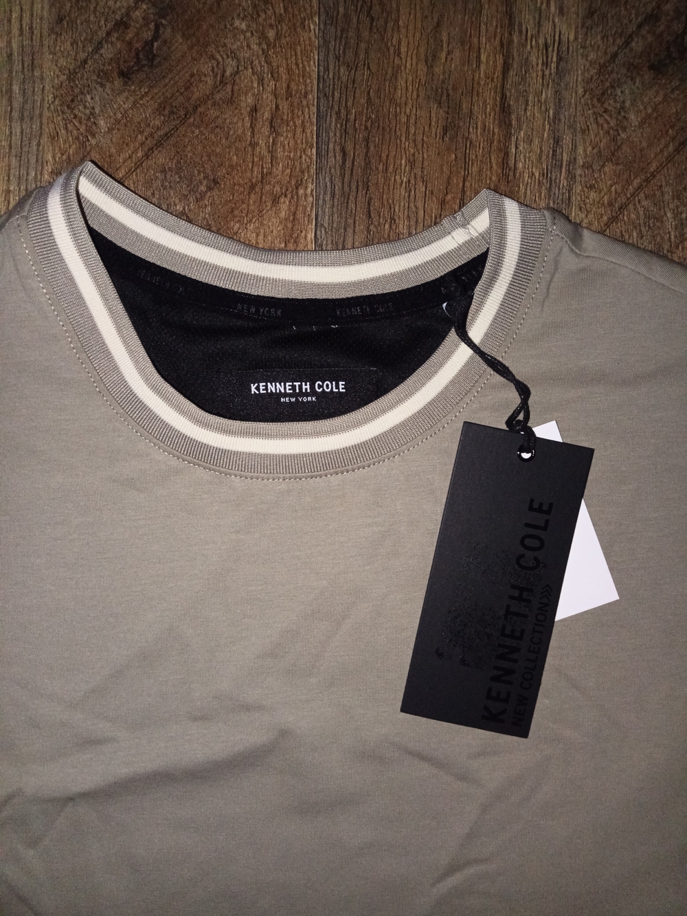 Kenneth Cole Men's Short Sleeve Tee in Taupe with Cream Trim